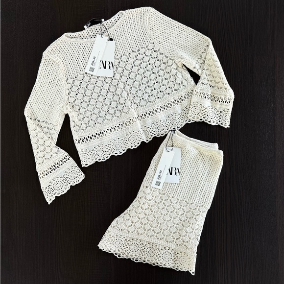 Zara Pants - ZARA Crochet Two-Piece Set - Cream